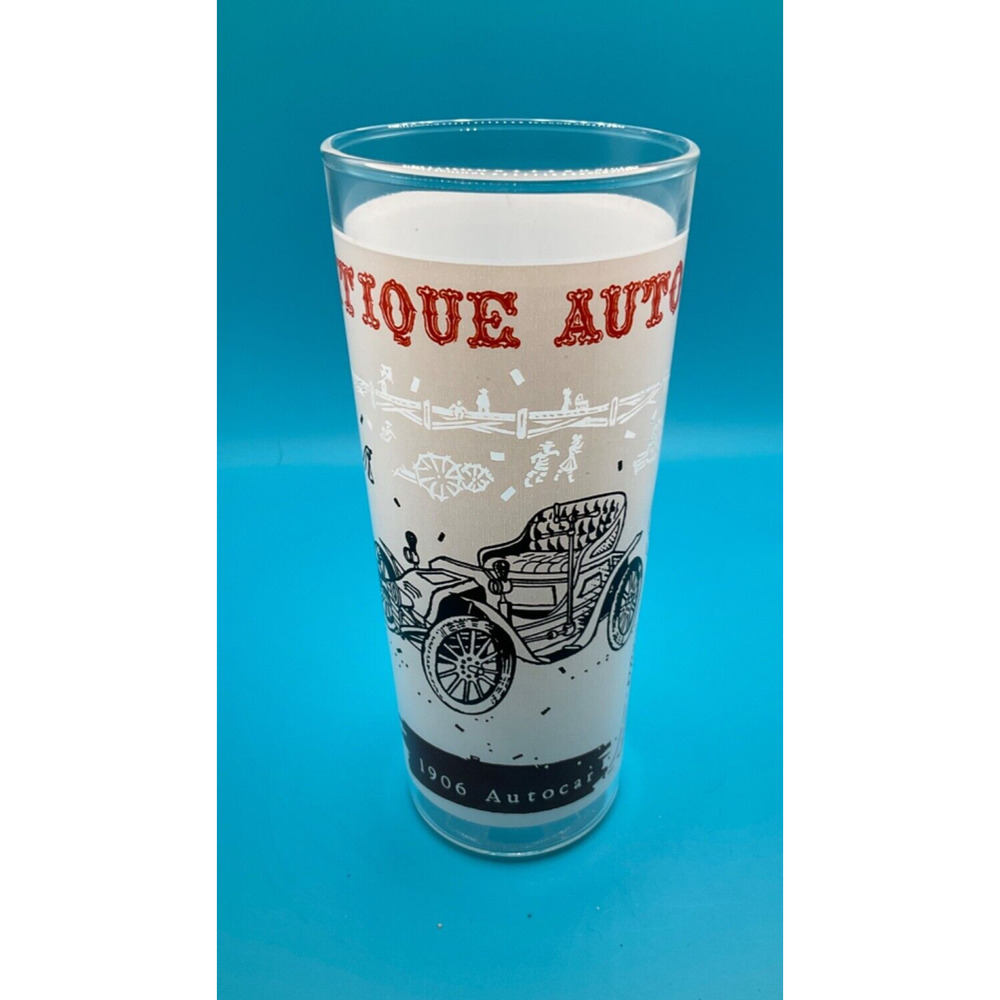 Vintage Barware: 6.5" Highball Glass with 1906 Autocar Antique Auto Design‎